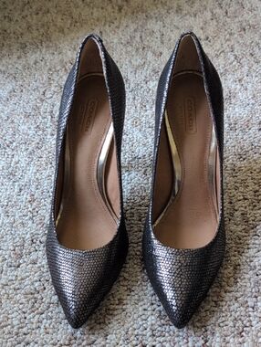 Coach Fawna Metallic Bronze-Black Pointed-Toe Pumps Size 8 B